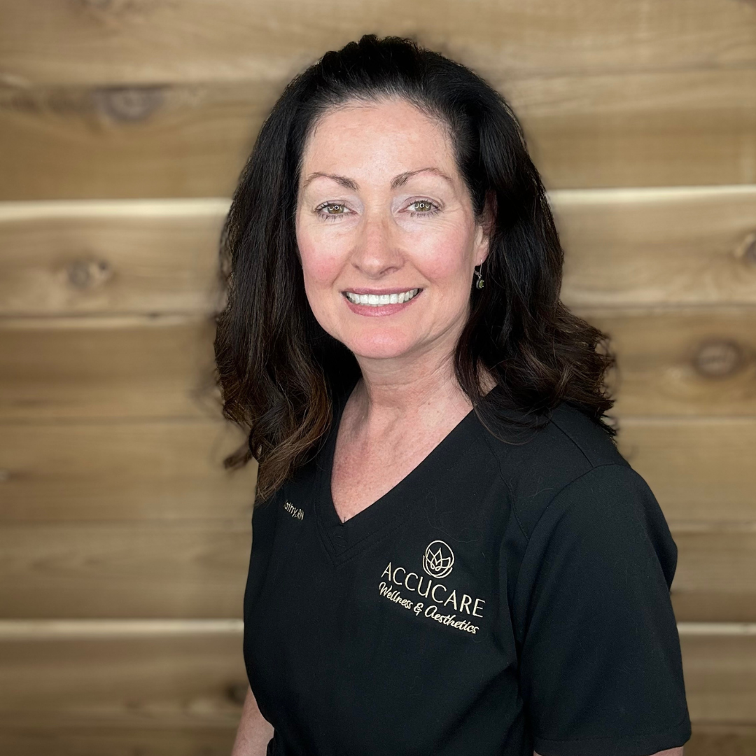“Kathy Haley, BSN, RN at Accucare Wellness & Aesthetics—bringing over 25 years of clinical expertise and compassionate care to every patient.”